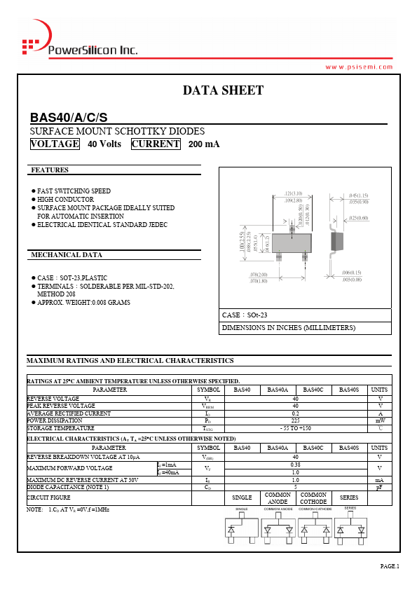 BAS40 Power Silicon