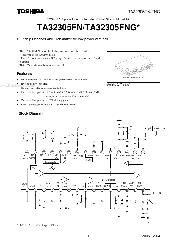 TA32305FNG Toshiba Semiconductor