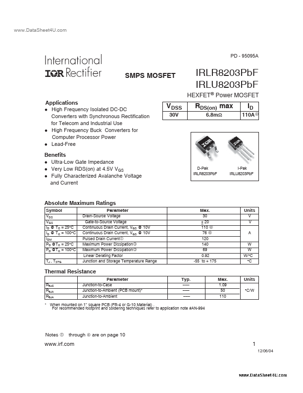 IRLU8203PBF International Rectifier