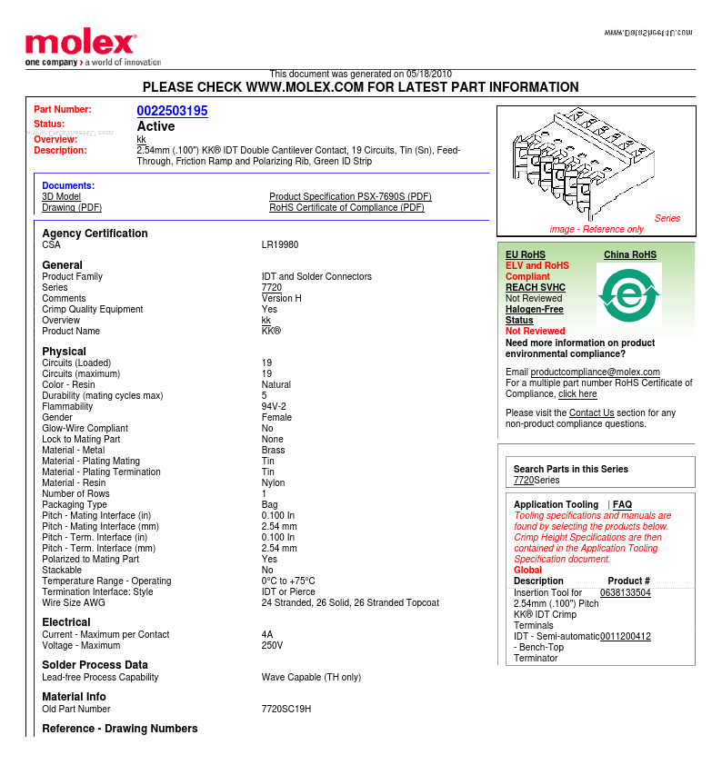 7720SC19H Molex Electronics