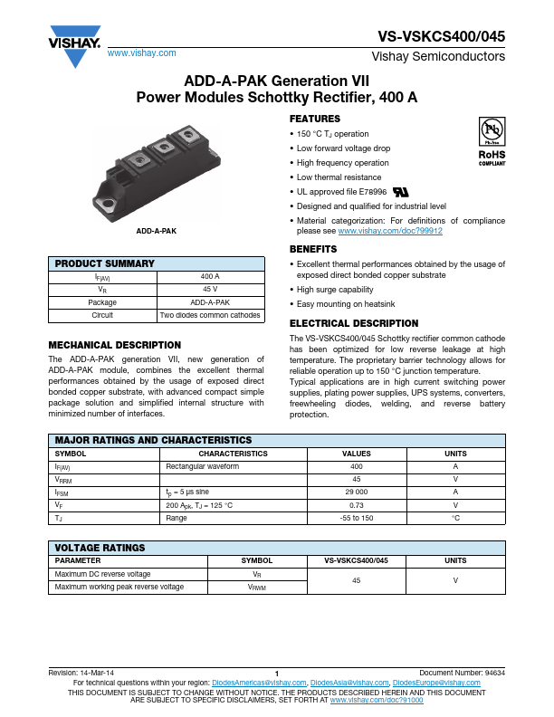 VS-VSKCS400-045 - Vishay