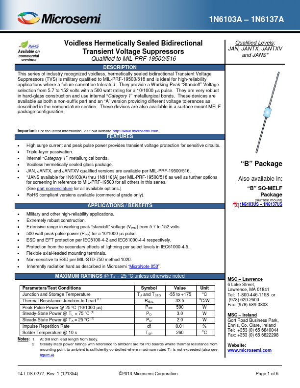 1N6129A Microsemi