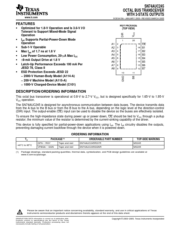 <?=SN74AUC245?> डेटा पत्रक पीडीएफ