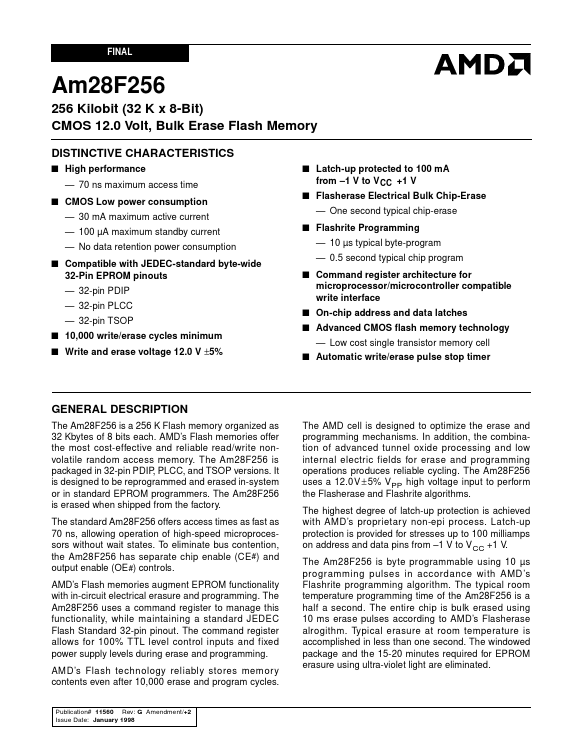 28F256 Advanced Micro Devices