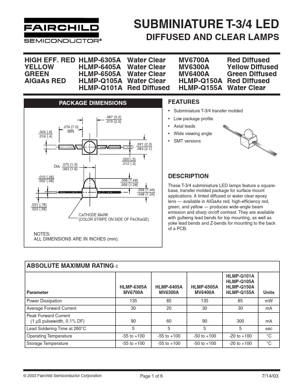 MV6400A Fairchild Semiconductor