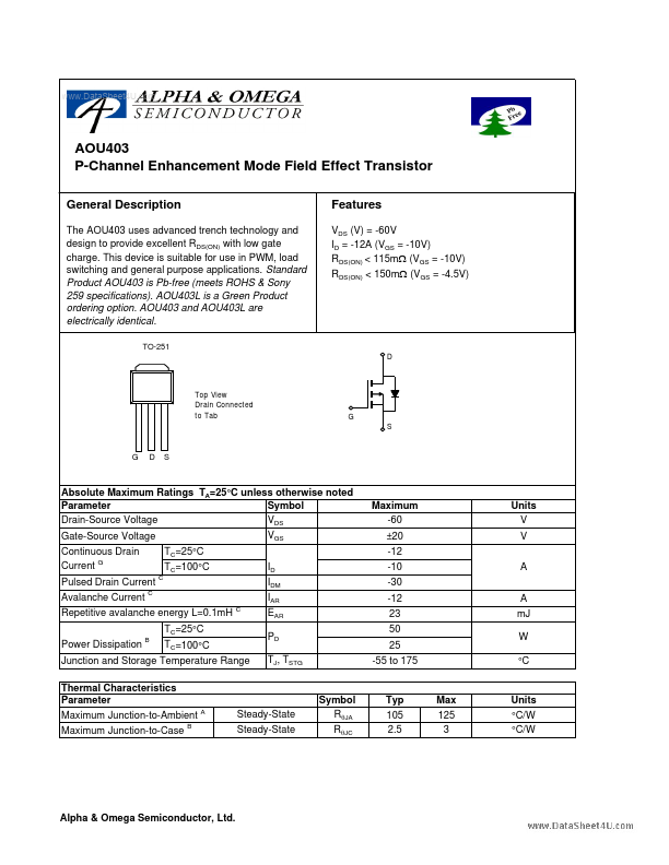 AOU403 Alpha & Omega Semiconductors