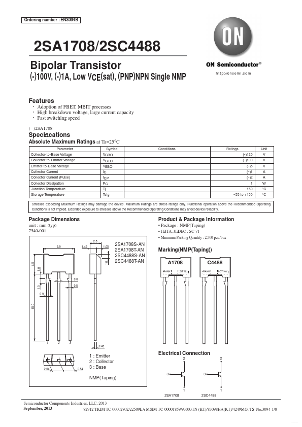2SA1708 ON Semiconductor