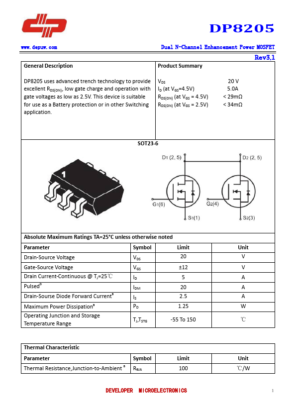 <?=DP8205?> डेटा पत्रक पीडीएफ