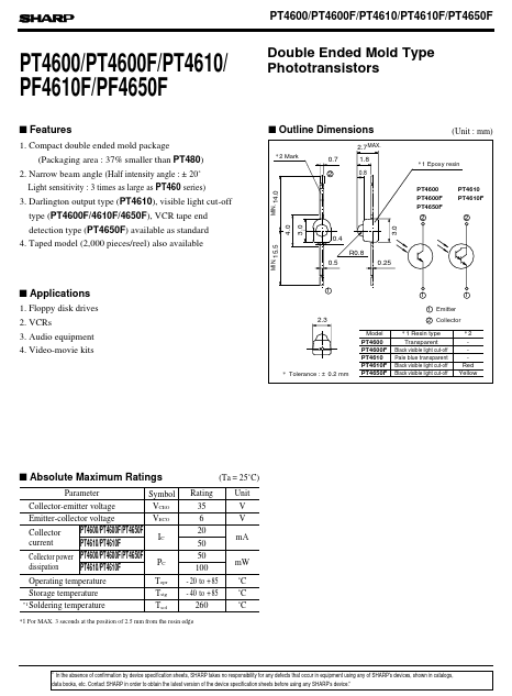 PT4600F Sharp Electrionic Components