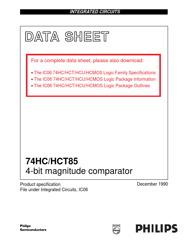 <?=74HCT85?> डेटा पत्रक पीडीएफ