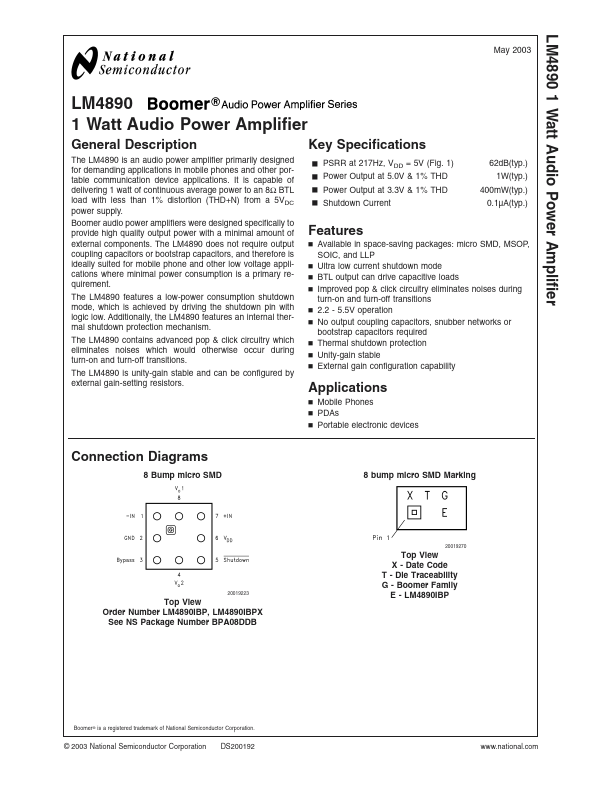 LM4890 National Semiconductor