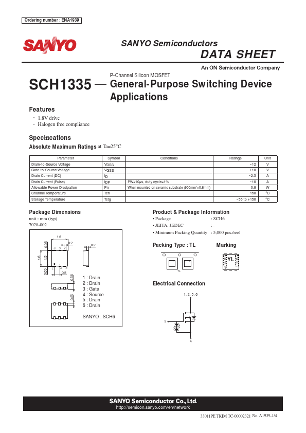 SCH1335 Sanyo Semicon Device