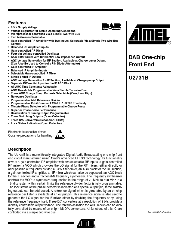 U2731B-NFNG1 ATMEL Corporation