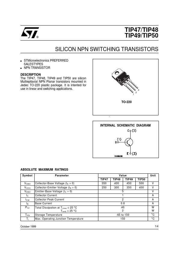 TIP50 STMicroelectronics