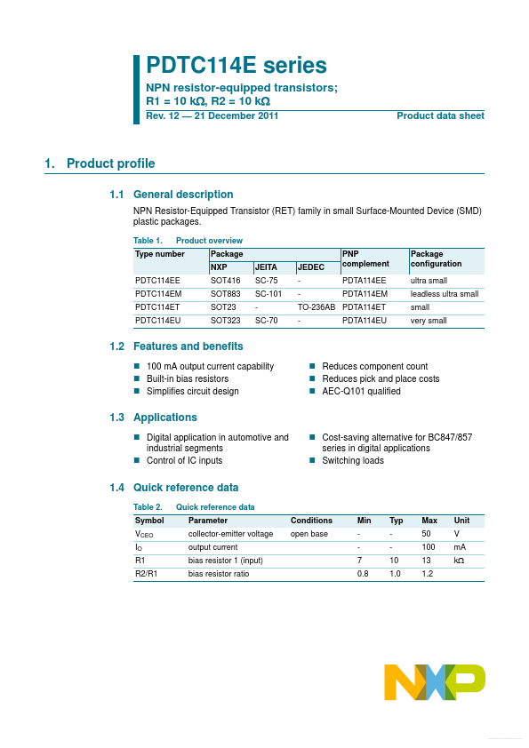 PDTC114EE NXP