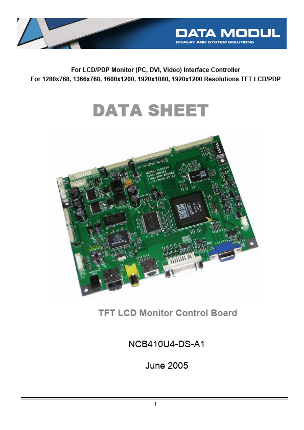 NCB410U4-DS-A1 DATA MODULE