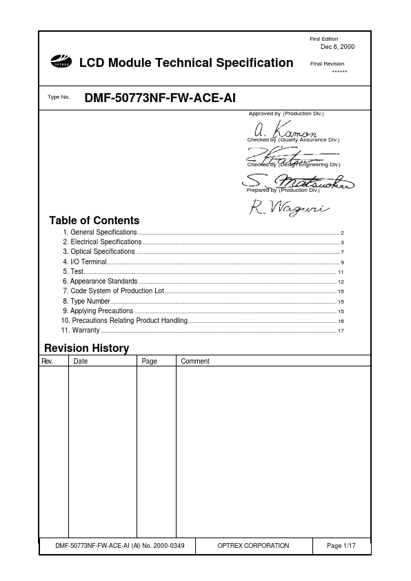 DMF-50773NF-FW-ACE-AI OPTREX