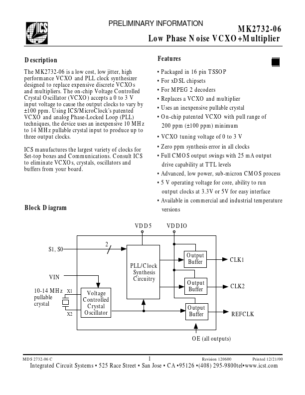 MK2732-06 Integrated Circuit Systems
