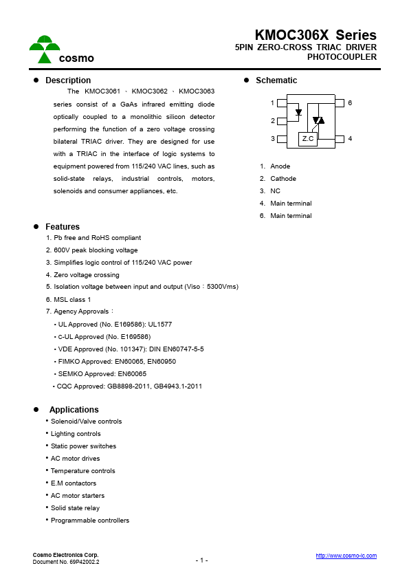 KMOC3063 COSMO Electronics