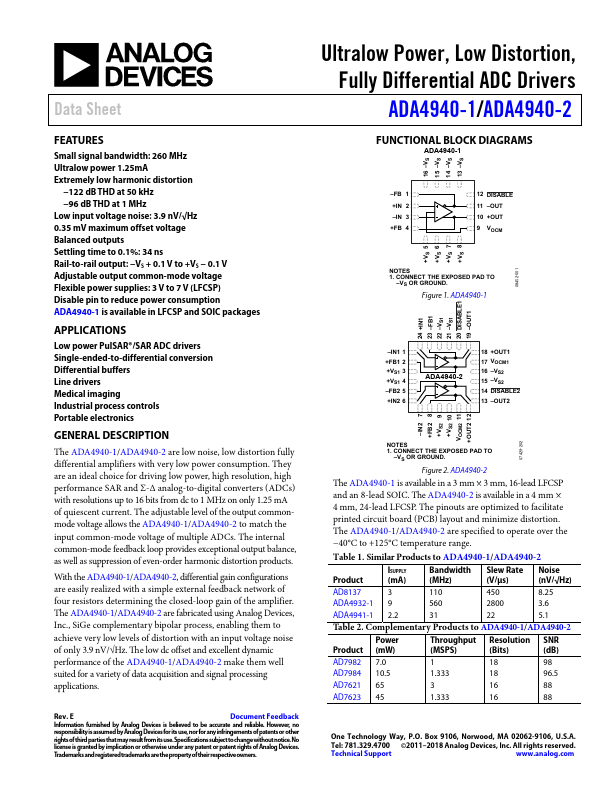 <?=ADA4940-2?> डेटा पत्रक पीडीएफ