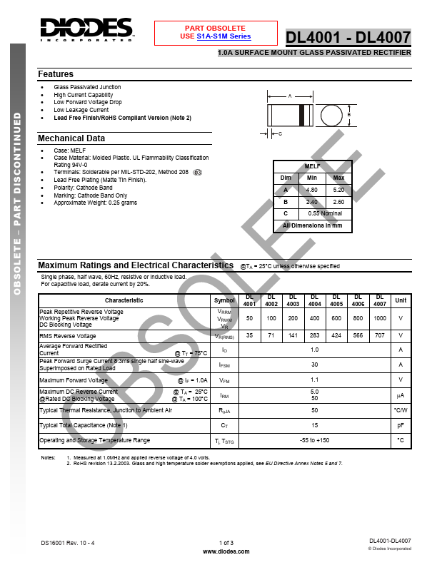 DL4001 Diodes