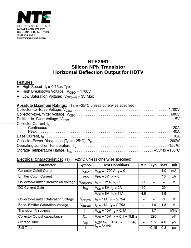 NTE2661 NTE Electronics