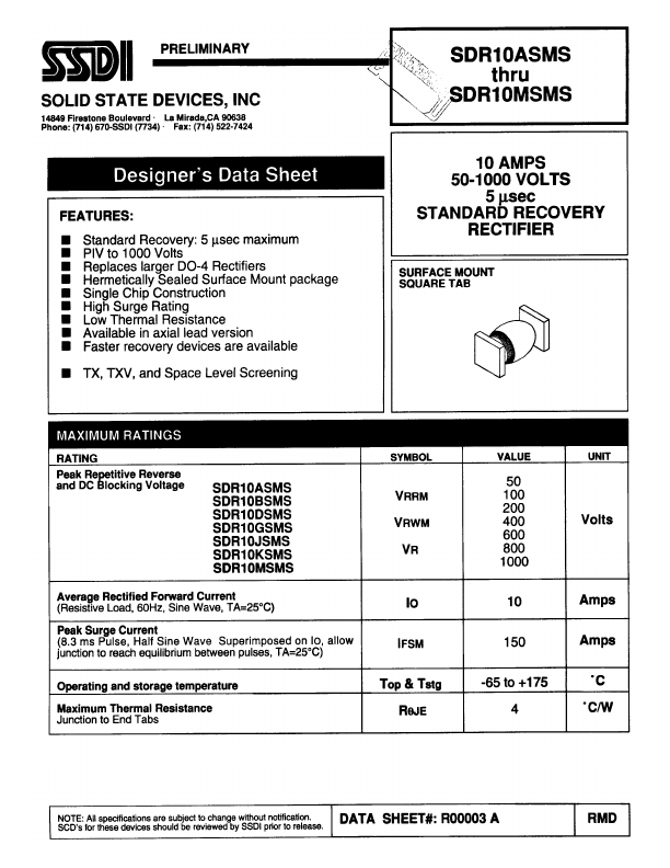 SDR10KSMS SSDI