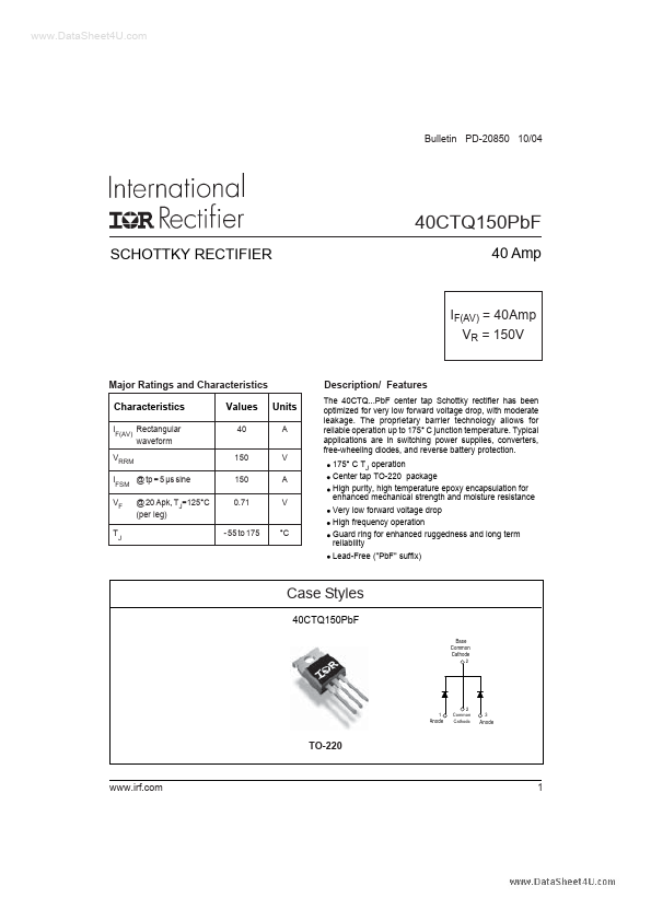 40CTQ150PBF International Rectifier