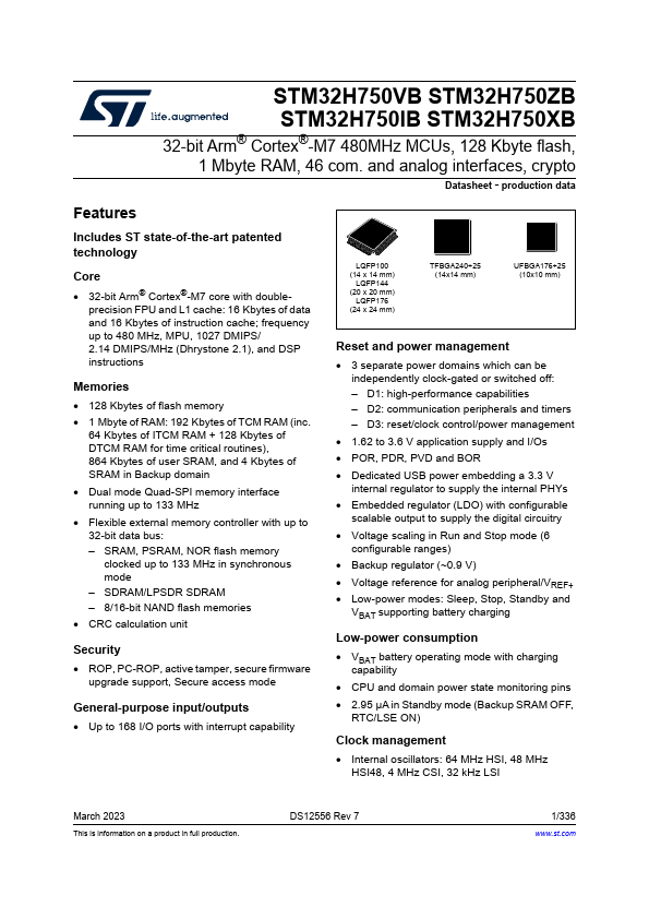 <?=STM32H750VB?> डेटा पत्रक पीडीएफ