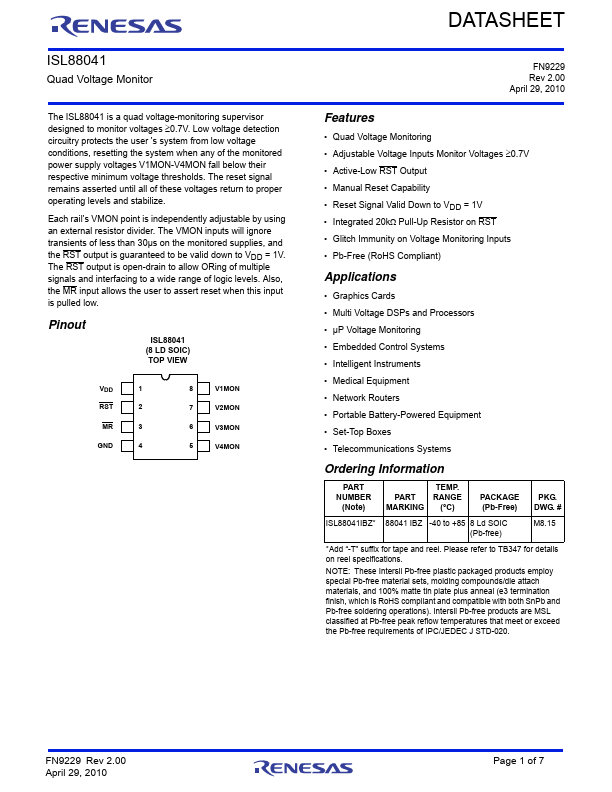 ISL88041 Renesas