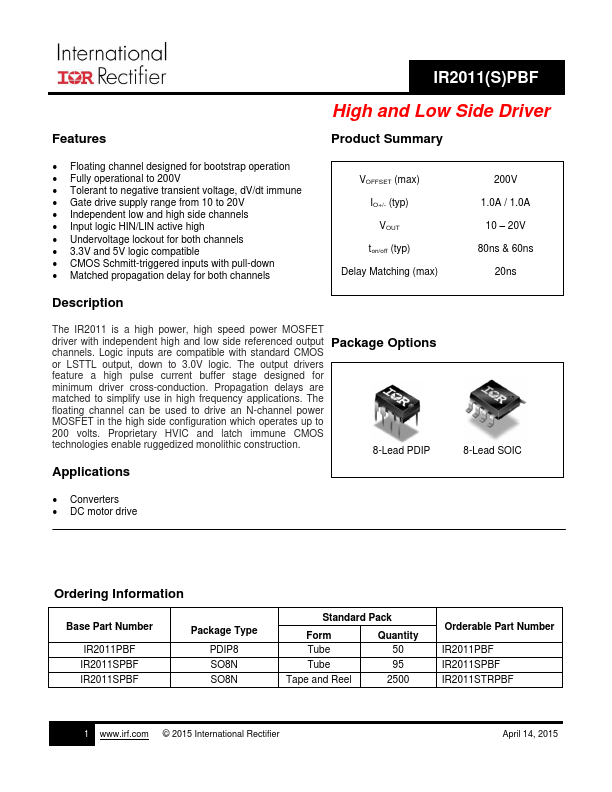 IR2011S International Rectifier