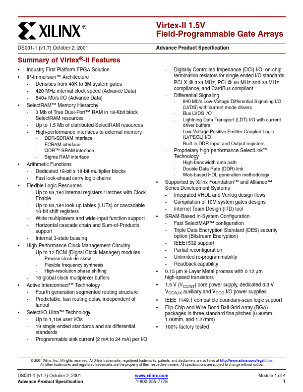 XC2V1000-5FG456I Xilinx