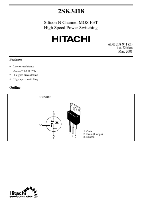 2SK3418 Hitachi Semiconductor