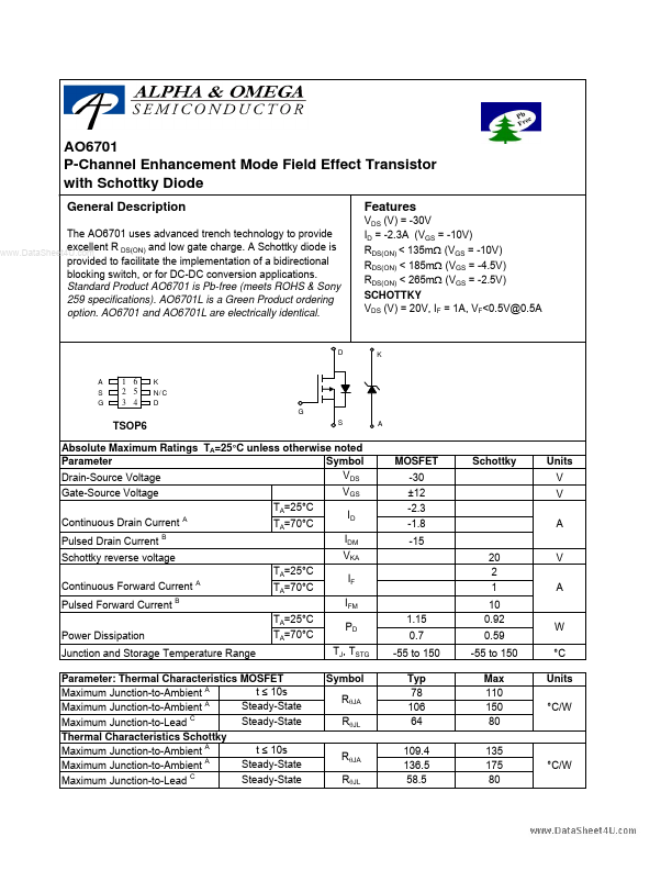 AO6701 Alpha & Omega Semiconductors