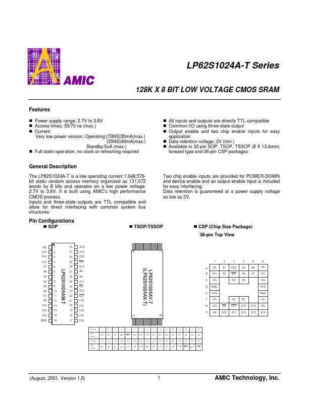 LP62S1024A-T AMIC Technology
