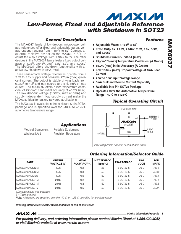 MAX6037 Maxim Integrated Products