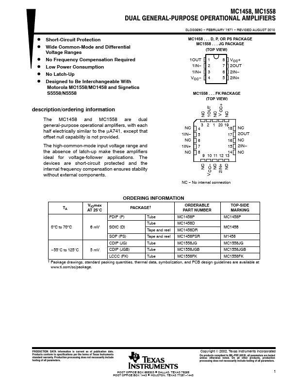 MC1558 Texas Instruments