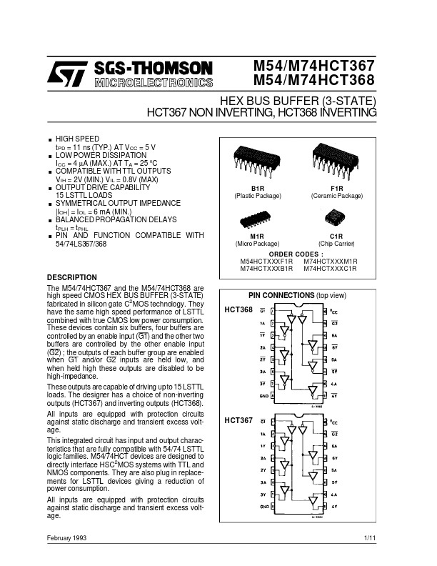 M54HCT367 ST Microelectronics