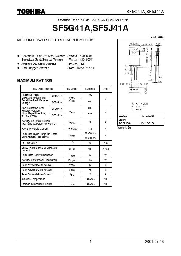 SF5G41A Toshiba Semiconductor