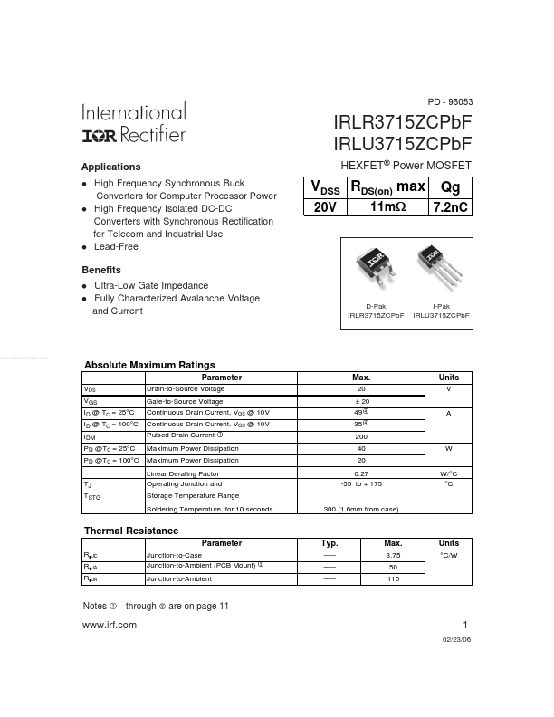 IRLR3715ZCPBF International Rectifier