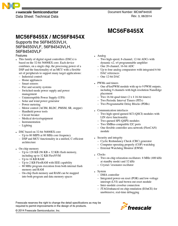 MC56F84550VLF NXP