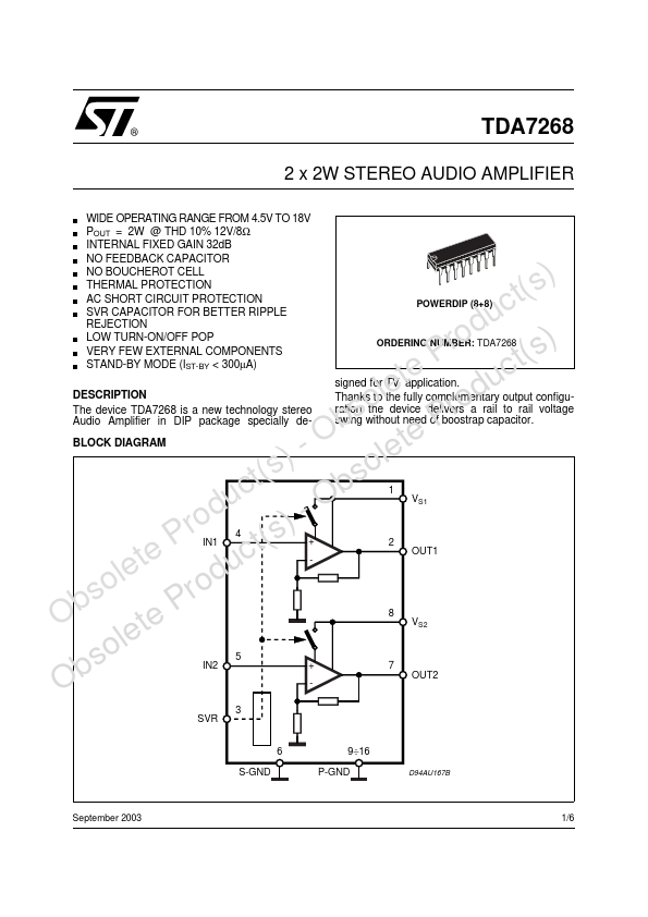 TDA7268 ST Microelectronics