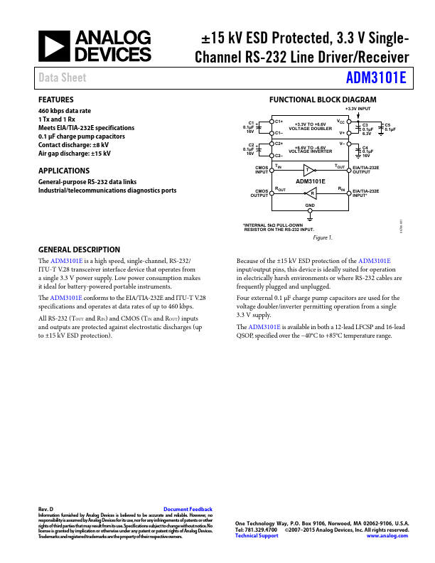 <?=ADM3101E?> डेटा पत्रक पीडीएफ