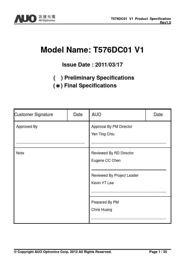 T576DC01-V1 AUO