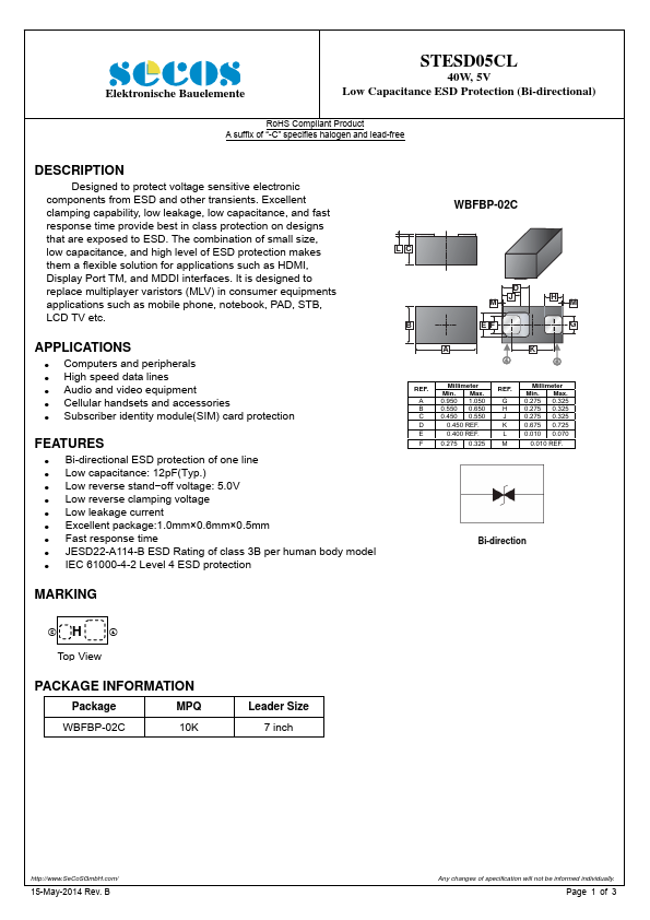 STESD05CL SeCoS