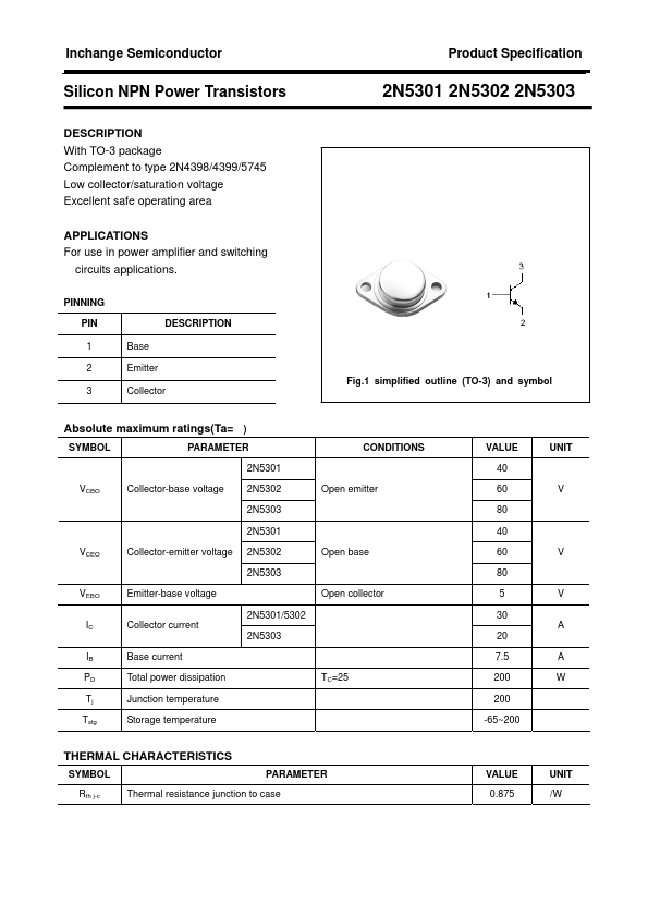 2N5301 Inchange Semiconductor