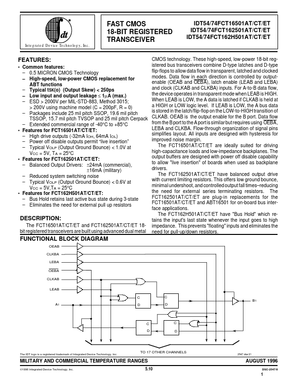 IDT74FCT162H501ET