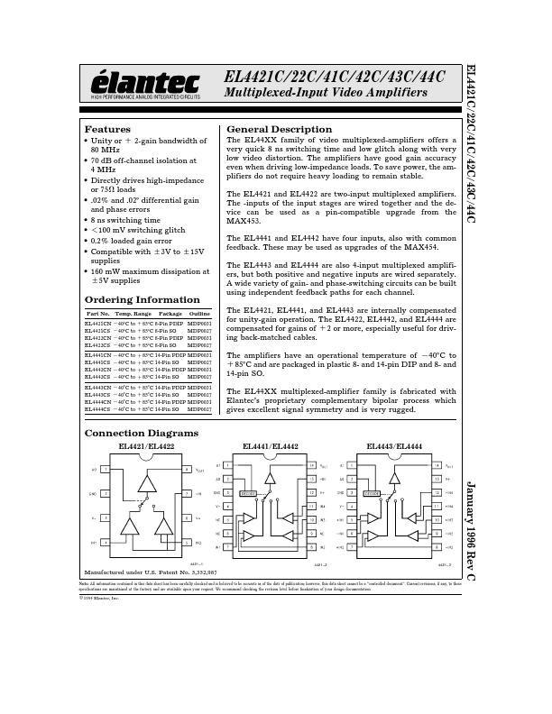 EL4421C Elantec Semiconductor