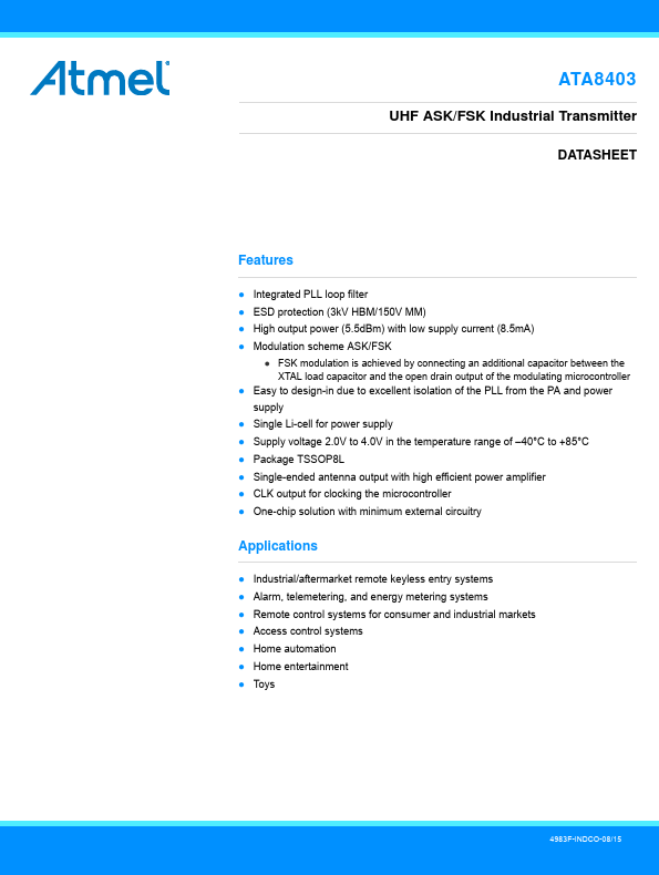 ATA8403 ATMEL Corporation