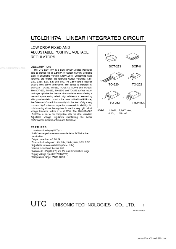 <?=UTCLD1117A?> डेटा पत्रक पीडीएफ